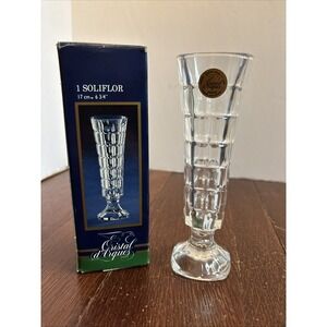 Vintage Cristal D'Arques Lead Crystal Vase 17 cm 6.75"‎ Soliflor In Original Box